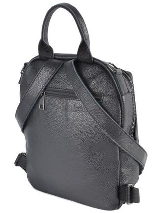 Натуральная кожа. черная - сумка-рюкзак - большой качественный с удобным карманом спереди (луцк, 802)5 фото