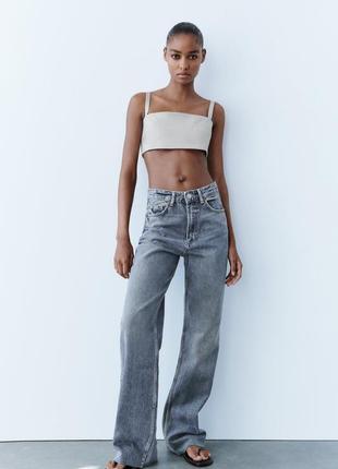 Джинсы zara свободного кроя trf high-rise wide-leg jeans