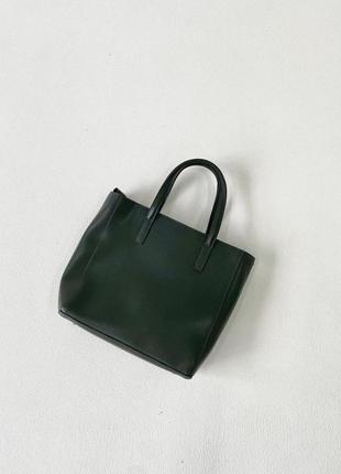 Темно-зеленая - большая каркасная качественная сумка в стиле "tote bag" на молнии (луцк, 776)