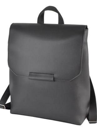 Чорний матовий — великий якісний рюкзак з одним відділенням на блискавці, під клапаном (луцк, 783)