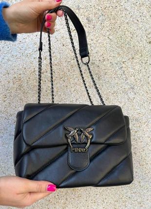 Жіноча сумка з еко-шкіри pinko puff black пінко молодіжна, брендова сумка маленька через плече, чорного кольору