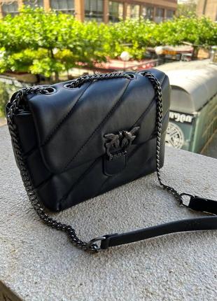 Женская сумка из эко-кожи pinko puff black пинко молодежная, брендовая сумка маленькая через плечо6 фото