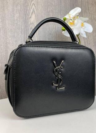 Якісна жіноча міні сумочка клатч ysl чорна екошкіра, стильна сумка на плече2 фото