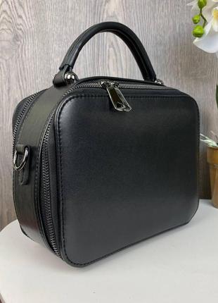 Якісна жіноча міні сумочка клатч ysl чорна екошкіра, стильна сумка на плече3 фото