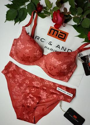 Комплект білизни жіночий гладкий малиновий 70с marc& andre s4-0318 марк андре