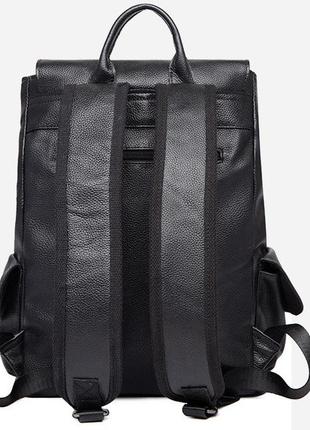 Великий чоловічий міський рюкзак із натуральної шкіри, шкіряний портфель чорний для чоловіків10 фото