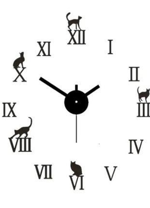 Годинник настінний 3d, чорний. 40 см. римські цифри2 фото