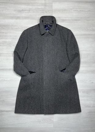 Premium vintage wool dhobi maincoat чоловіче вовняне твідове сіре пальто2 фото