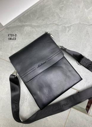 Черная мужская сумка на 2 отделения под одной молнией, 18х20 см  (1721-2)2 фото