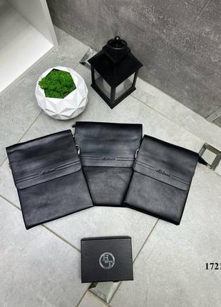 Черная мужская сумка на 2 отделения под одной молнией, 18х20 см  (1721-2)6 фото