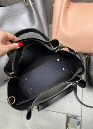Темна пудра — елегантний стильний зручний комплект сумка + клатч (2505)5 фото