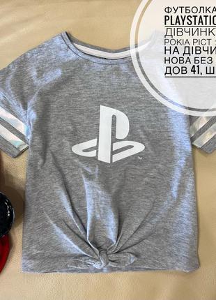 Красива топ футболка укорочена з вузлом playstation 6-7 років ріст  116-122 нова без бірки