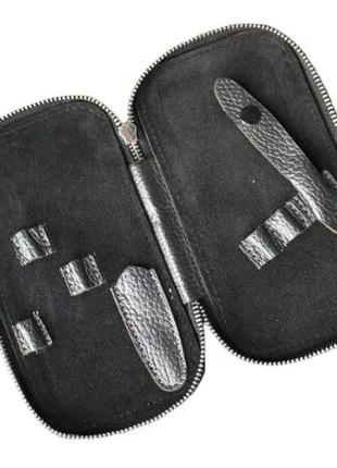 Компактний шкіряний чохол для манікюрних інструментів leathart сірий2 фото