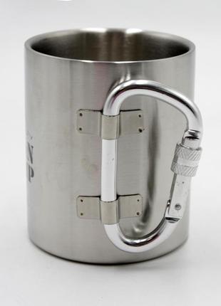 Термокухоль з карабіном нержавіюча сталь, туристична чашка3 фото