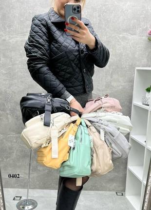 Мята - стильный рюкзачок нежного цвета на молнии с большим карманом спереди (0402)4 фото