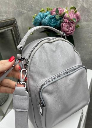 Мята - стильный рюкзачок нежного цвета на молнии с большим карманом спереди (0402)9 фото