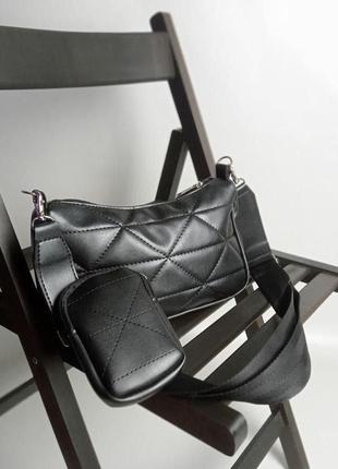 Акція! чорний — комплект клатч + гаманець зі шкірозамінника високої якості та якісної фурнітури (луцк, 736)