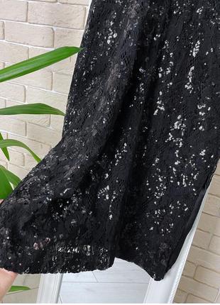 Круживна  сукня з паєтками  h&m коктельна чорна гіпюрова комбінована міді5 фото