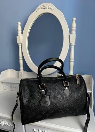Жіноча сумка луї вітон чорна сумочка louis vuitton speedy 30 black велика модна сумка