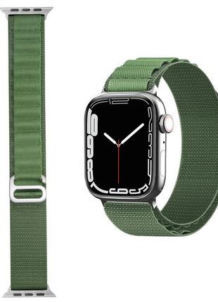 Ремінець нейлоновий до годинника smartx ultra / apple watch кріплення на 42/44/45/49 мм, зелений