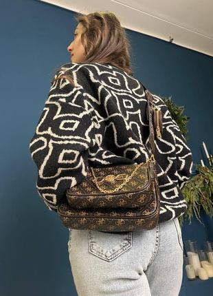 Женская сумка из эко-кожи guess 3в1 коричневого цвета молодежная, брендовая сумка через плечо2 фото