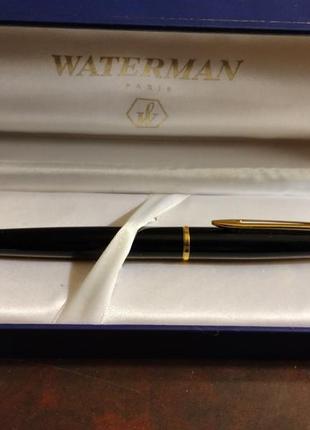 Перова ручка waterman hémisphère fountain pen gloss black with 23k gold trim fine nib blue ink gift1 фото