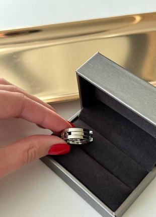 Брендовое кольцо складное в серебряном цвете2 фото