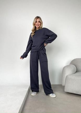 Женский весенний спортивный костюм mixcargo свитшот штаны свободного кроя размеры 40-625 фото
