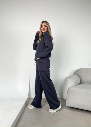 Женский весенний спортивный костюм mixcargo свитшот штаны свободного кроя размеры 40-626 фото