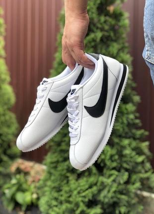 Р.45 кроссовки nike cortez (бело/черные)