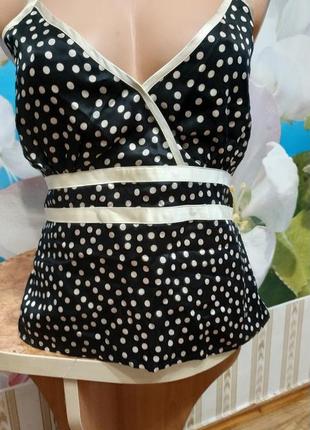 Майка натуральный шелк 100% в горошек 14р