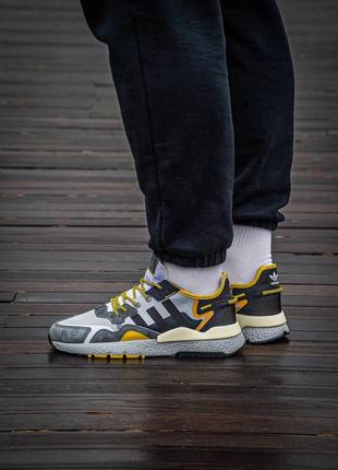 Adidas nite jogger boost core black yellow dark grey 40