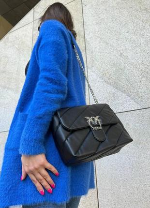 Женская сумка из эко-кожи pinko puff black пинко молодежная, брендовая сумка маленькая через плечо8 фото