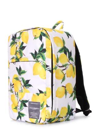 Рюкзак для ручной клади poolparty hub 40x25x20см ryanair / wizz air / мау с лимонами2 фото