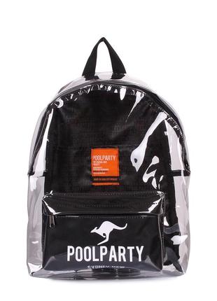 Прозорий рюкзак poolparty plastic чорний1 фото