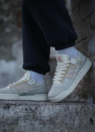 Adidas forum 84 low “off white” grey beige7 фото