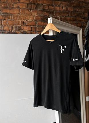 Nike roger federer rf tennis black t-shirt v-neck футболка