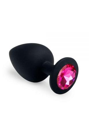 Анальна силіконова пробка із кристалом black silicone pink-rhodolite m