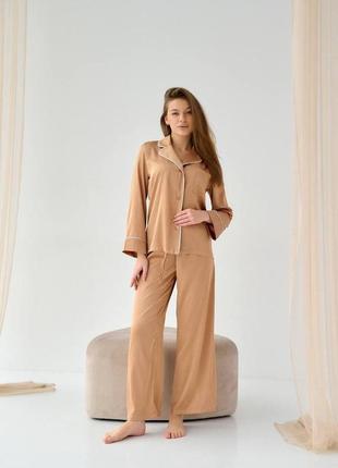 Жіноча однотонна піжама з італійського шовку красива жіноча домашня трійка сорочка шорти та штани