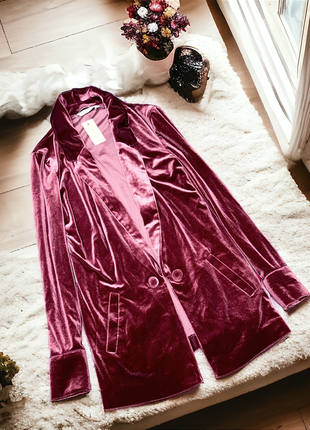 Брендовый бархатный пиджак с карманами tu этикетка2 фото