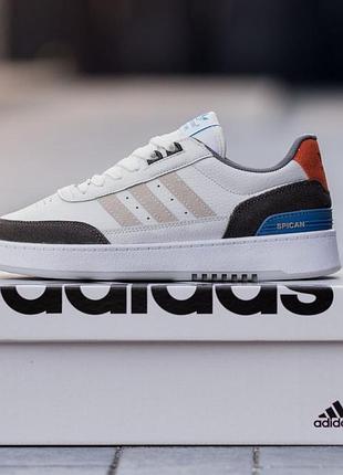 Мужские кожаные, белые, стильные кроссовки adidas prices spican. от 40 до 44 гг. 0840 ал демисезонные