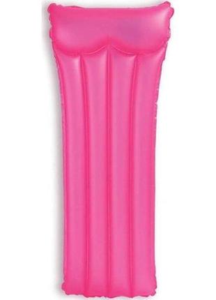 Надувной матрас intex neon pink 179×75 см розовый с подголовником (59717np)