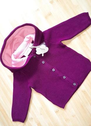 Кофта lupilu кофточка кардиган светр з капюшоном і вушками для дівчинки3 фото