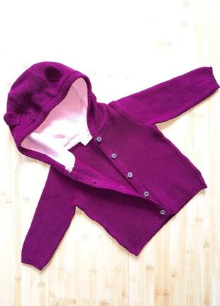 Кофта lupilu кофточка кардиган свитер с капюшоном и ушками для девочки2 фото