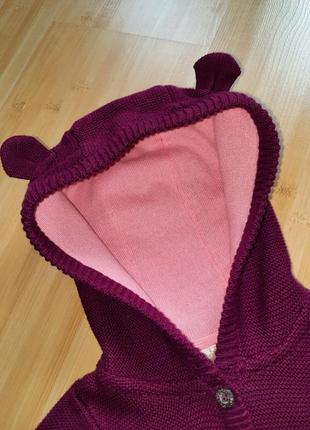 Кофта lupilu кофточка кардиган свитер с капюшоном и ушками для девочки7 фото