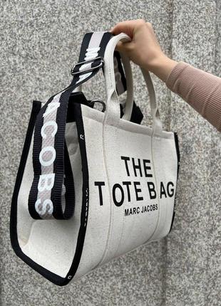 Женская сумка marc jacobs tote mj марк джейкобс большая сумка шопер на плечо легкая текстильная сумка5 фото