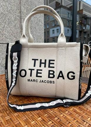 Женская сумка marc jacobs tote mj марк джейкобс большая сумка шопер на плечо легкая текстильная сумка7 фото