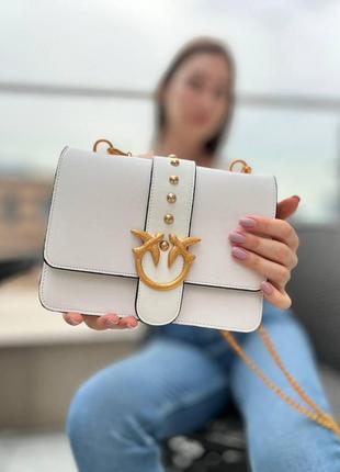 Женская сумка из эко-кожи pinko gold пинко молодежная, брендовая сумка маленькая через плечо1 фото