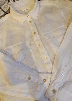 Біла жіноча сорочка 100% льон h&m6 фото