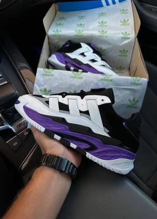 Брендове взуття adidas niteball white violet m9 фото